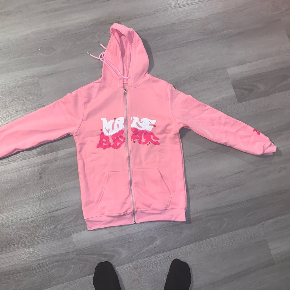 Men's Pink Zip-Up Hoodie